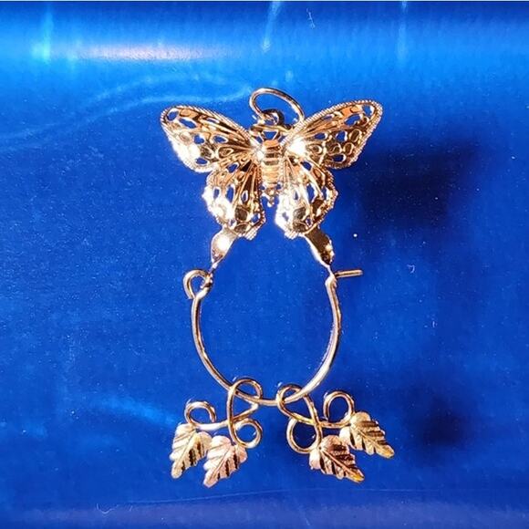 Vintage Polished Butterfly Filigree Charm Holder Pendant - Picture 1 of 9